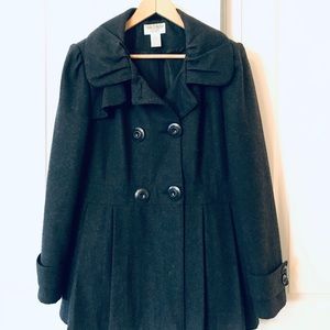 Wool women peacoat - charcoal XL petite